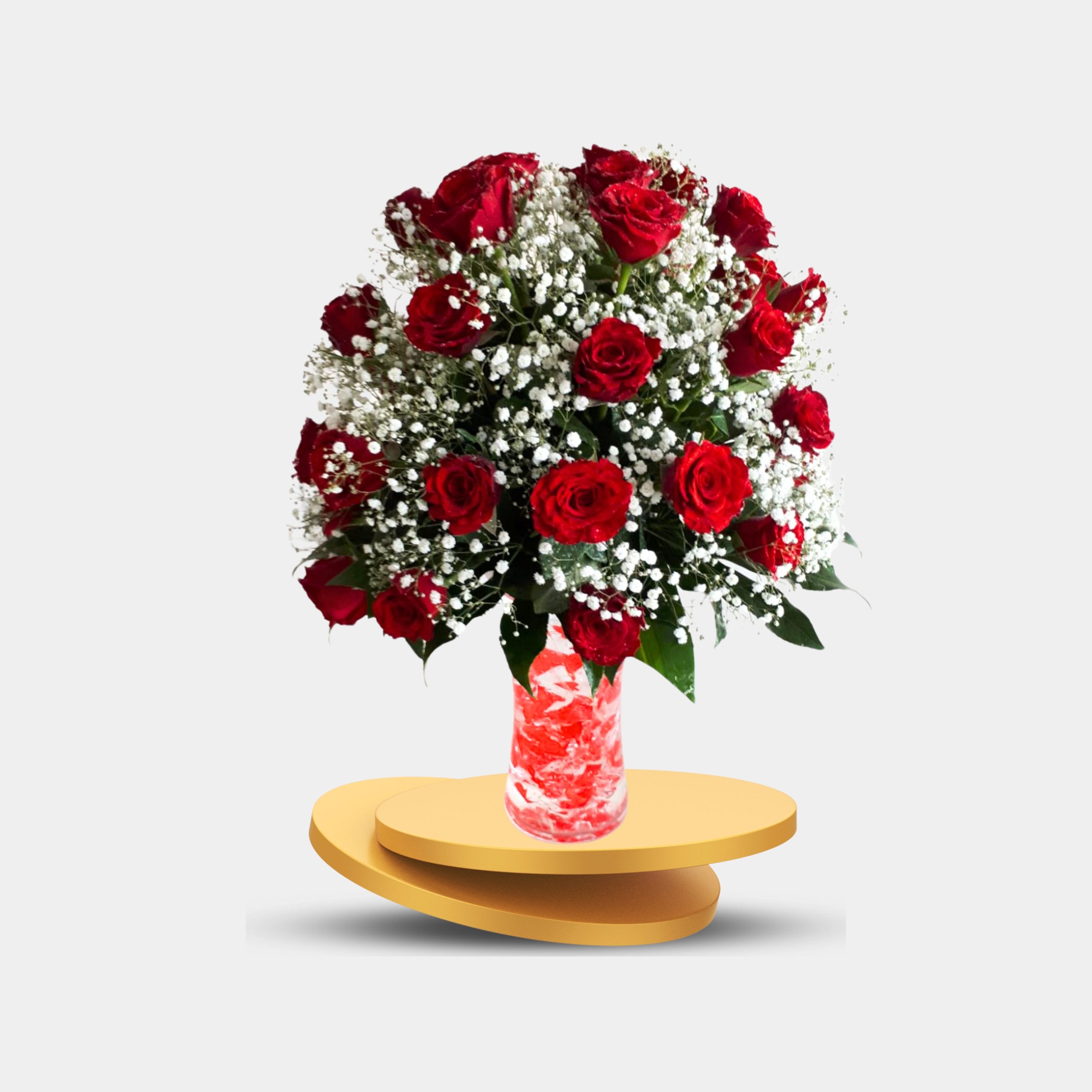 Valentines Day Flowers- Red Roses in Glass Vase